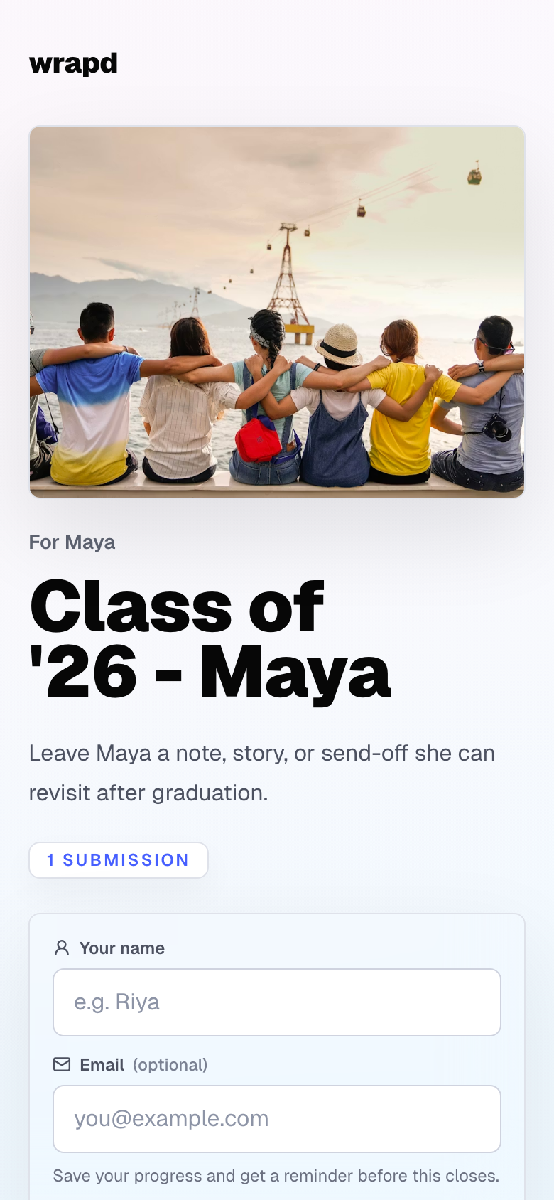 Mobile contributor prompt with video, voice, and written response options