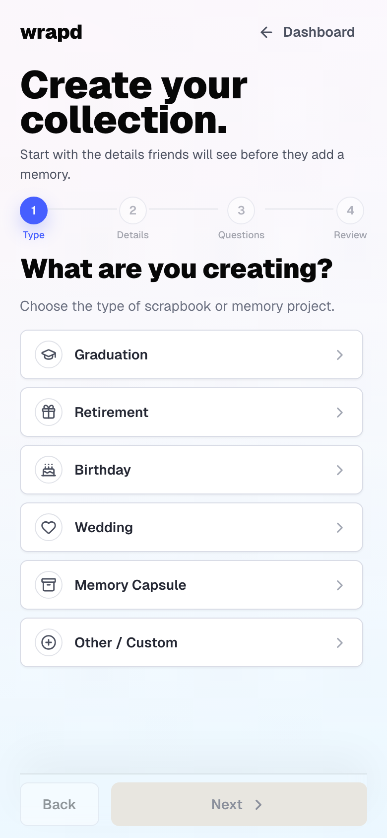 Mobile creator wizard
